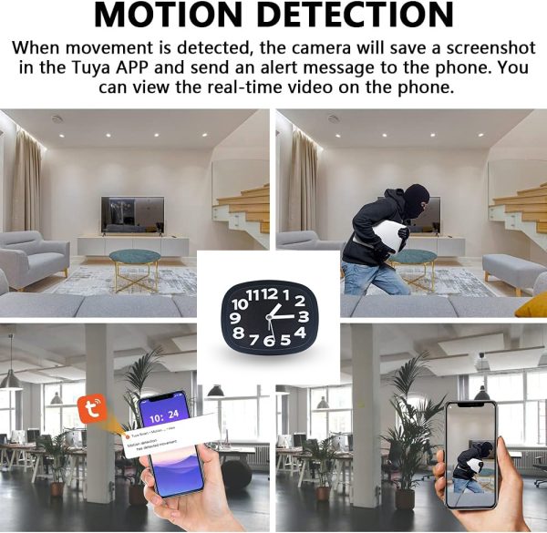 Tuya FHD Wireless Clock Camera 1080P Support 2.4G WiFi Motion Detection Home Protection Security Recorder Camera for Kids - 图片 5