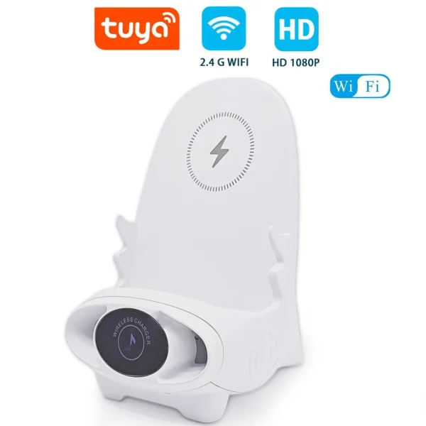 Wireless charger phone & tablet holder compatible with Apple/Android have wireless security camera with 110° wide-angle - 图片 2